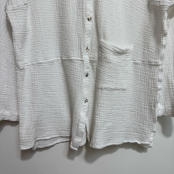 J. Jill PureJill 100% Cotton Gauze Button Front Long Sleeve Top - Picture 6 of 14